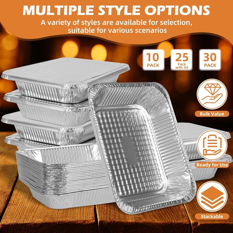 Findful Aluminum Pans with Lids 9x13 (25 Pack) – Foil Pans, Aluminum Trays for Cooking, Baking, Storing & Prepping Food – Tin Foil Pan, Disposable Baking Pan – Heavy-Duty, Leak-Proof & Oven-Safe - Image 5